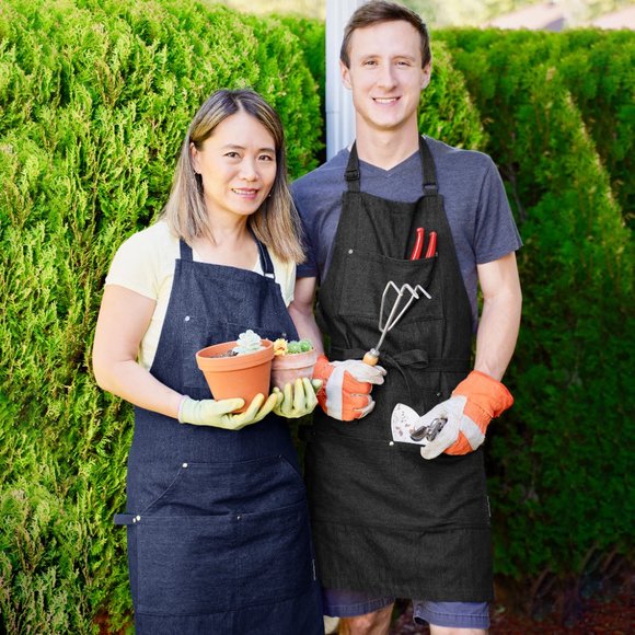 😍NWOT 1 PC UNISEX PREMIUM DENIM APRON BLACK ALL PURPOSE KITCHEN BBQ WORK PAINT - Picture 7 of 9